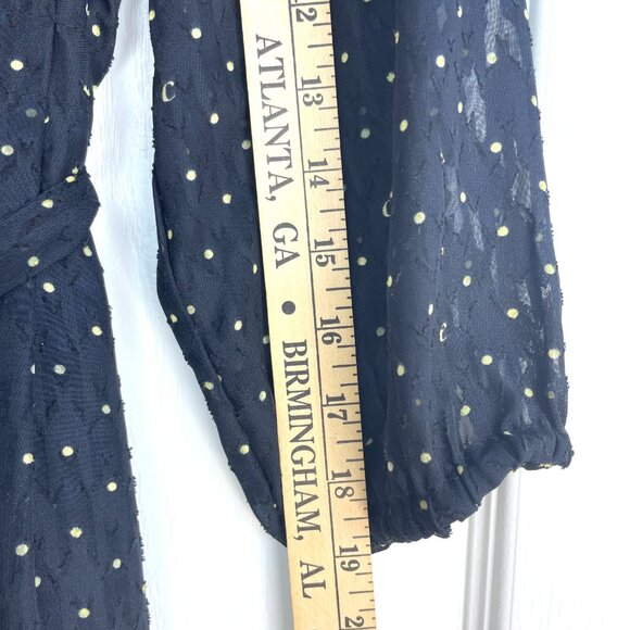 Vintage Cacharel Paris Polka Dot Midi Dress – Size 90 (M), Black with Ivory Dots - Picture 14 of 15
